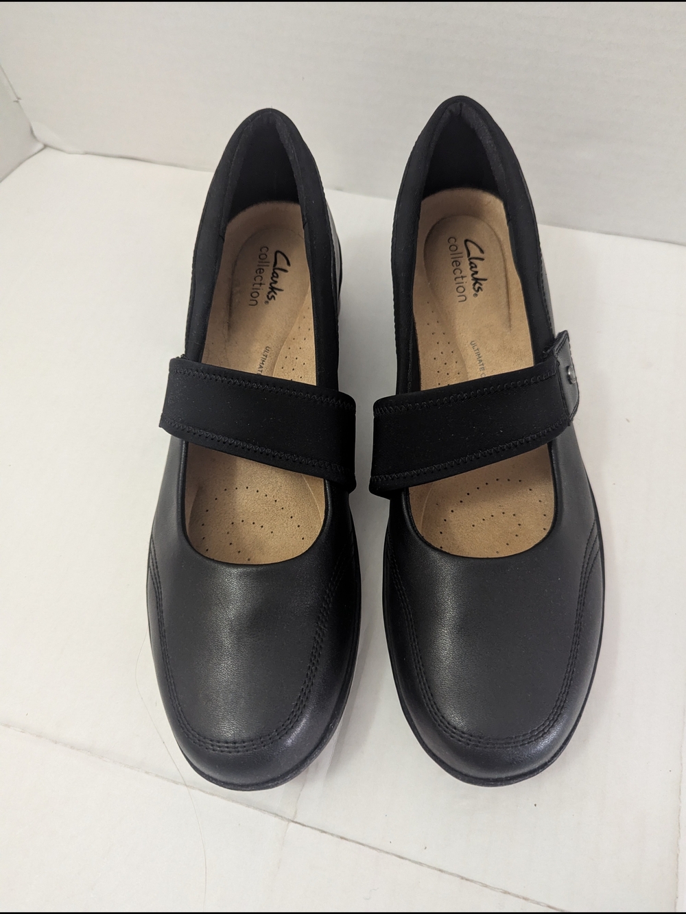 Clarks Collection Black Leather Shoes Women's Wedge Heel Size 12-M US
